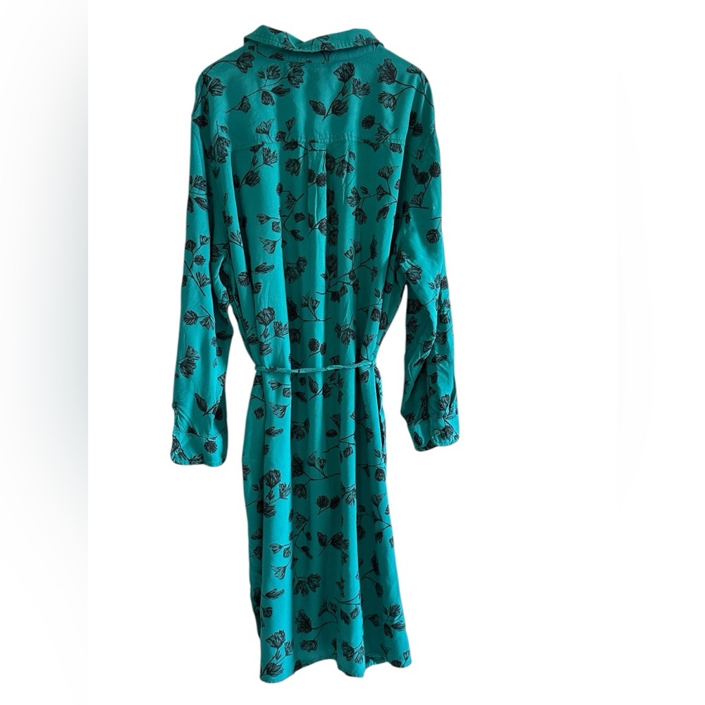 Ava & Viv Teal Floral Shirt Dress - Picture 4 of 7